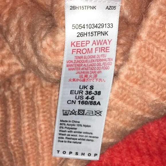 NWT Top Shop Pink Pleated Sleeve Sweater 4 6 Petite P - Picture 6 of 6